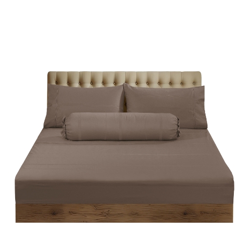 Picture of AKEMI Cotton Sateen Affinity Fitted Sheet Set | 100% Cotton - Shine 1200TC - Clayra Brown (Super Single/Queen/King)