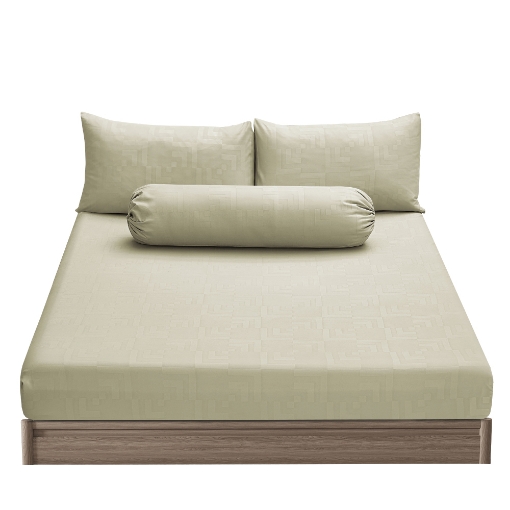 Picture of ai by AKEMI Colourkissed Collection Fitted Sheet Set | 100% MicroXT 700TC - Elvera Pale Khaki (Super Single/Queen/King)