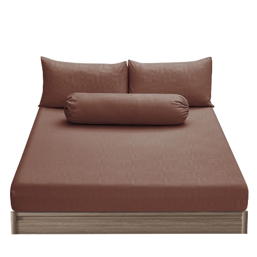 Picture of ai by AKEMI Colourkissed Collection Fitted Sheet Set | 100% MicroXT 700TC - Elvera Cedar Brown (Super Single/Queen/King)