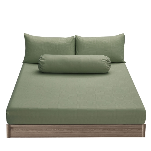 Picture of ai by AKEMI Colourkissed Collection Fitted Sheet Set | 100% MicroXT 700TC - Elvera Muted Olive (Super Single/Queen/King)