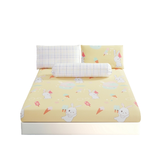 Picture of AKEMI Cotton Essentials Jovial Kids Fitted Sheet Set 600TC - Ice Scream (Super Single/ Queen/ King)