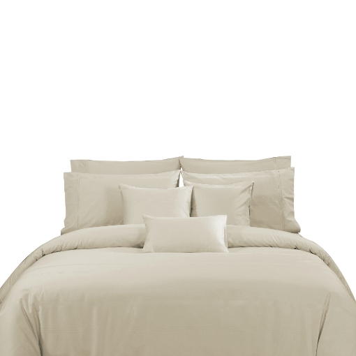 Picture of AKEMI Cotton Sateen Affinity Quilt Cover Set | 100% Cotton 1200TC - Shine - Soya Cream (Super Single/Queen/King)