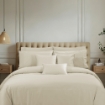 Picture of AKEMI Cotton Sateen Affinity Quilt Cover Set | 100% Cotton 1200TC - Shine - Soya Cream (Super Single/Queen/King)