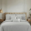 Picture of AKEMI Cotton Sateen Affinity Quilt Cover Set | 100% Cotton 1200TC - Shine - Silva Grey (Super Single/Queen/King)