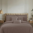 Picture of AKEMI Cotton Sateen Affinity Quilt Cover Set | 100% Cotton 1200TC - Shine - Clayra Brown (Super Single/Queen/King)