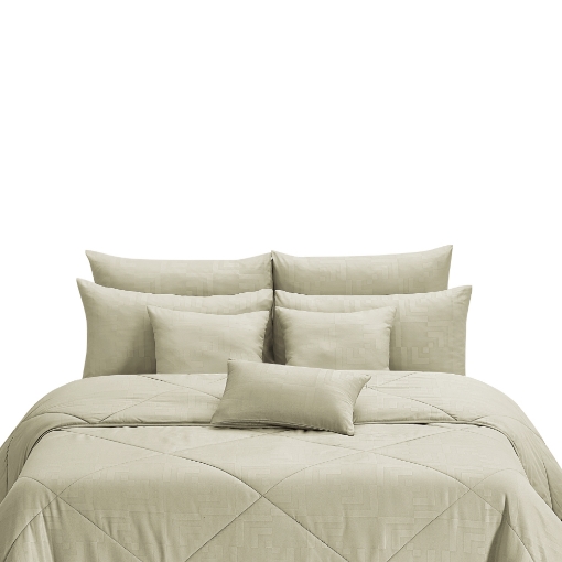 Picture of ai by AKEMI Colourkissed Collection Comforter Set | 100% MicroXT 700TC - Elvera Pale Khaki (Super Single/Queen/King)