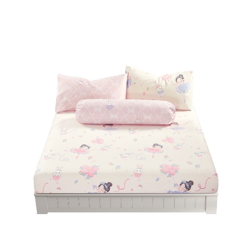 Picture of AKEMI Cotton Twill HeiQ Allergen Cheeky Cheeks Fitted Sheet Set 850TC - Flower Ballet (Super Single/ Queen/ King)