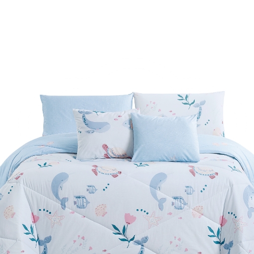 Picture of AKEMI Cotton Essentials Jovial Kids Comforter Set 600TC - Whale Song (Super Single/ Queen/ King)