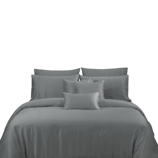 Picture of AKEMI TENCEL™ Lyocell Accord Quilt Cover Set 1300TC - Nocturn Grey (Super Single/Queen/King/Super King)