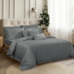 Picture of AKEMI TENCEL™ Lyocell Accord Quilt Cover Set 1300TC - Nocturn Grey (Super Single/Queen/King/Super King)