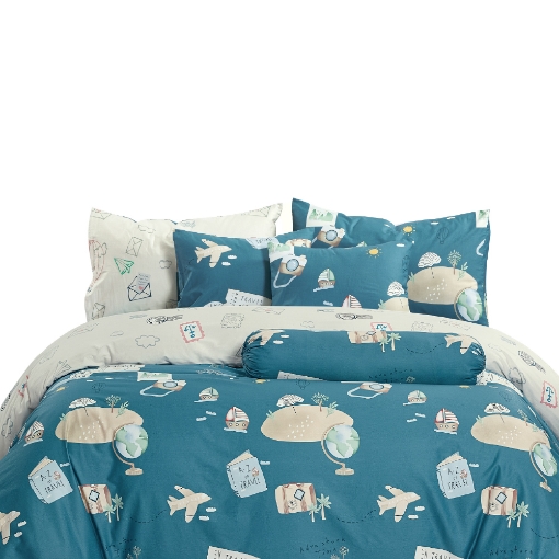 Picture of AKEMI Cotton Twill HeiQ Allergen Cheeky Cheeks Quilt Cover Set 850TC - Travel Suite (Super Single/ Queen/ King)