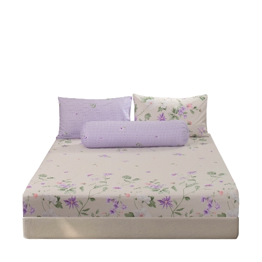 Picture of AKEMI Cotton Twill Adore Fitted Sheet Set | 100% Cotton 850TC - Joerie (Super Single/ Queen/ King)