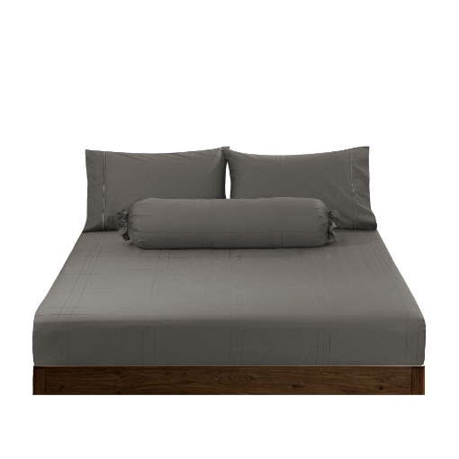 Picture of AKEMI Cotton Sateen Affinity Fitted Sheet Set | 100% Cotton - Shine 1200TC - Midori Grey (Super Single/Queen/King)