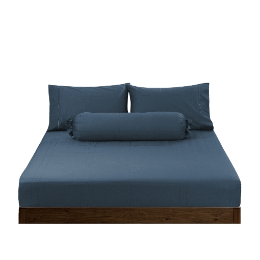 Picture of AKEMI Cotton Sateen Affinity Fitted Sheet Set | 100% Cotton - Shine 1200TC - Calm Blue (Super Single/Queen/King)