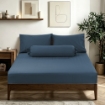 Picture of AKEMI Cotton Sateen Affinity Fitted Sheet Set | 100% Cotton - Shine 1200TC - Calm Blue (Super Single/Queen/King)