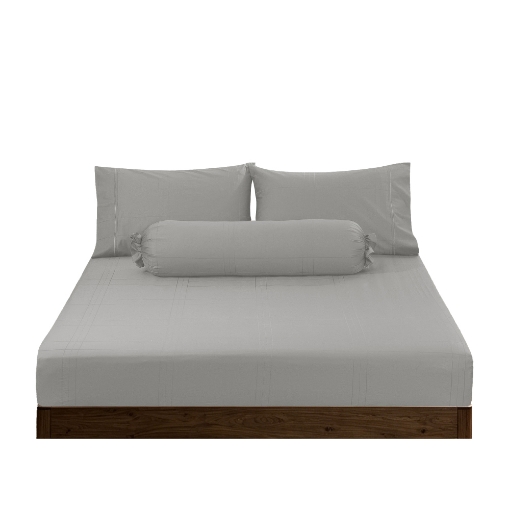 Picture of AKEMI Cotton Sateen Affinity Fitted Sheet Set | 100% Cotton - Shine 1200TC - Vapor Grey (Super Single/Queen/King)