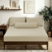 Picture of AKEMI Cotton Sateen Affinity Fitted Sheet Set | 100% Cotton - Shine 1200TC - Fog Khaki (Super Single/Queen/King)