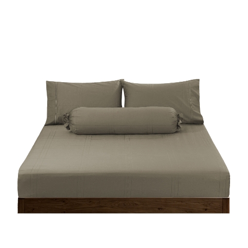 Picture of AKEMI Cotton Sateen Affinity Fitted Sheet Set | 100% Cotton - Shine 1200TC - Desert Taupe (Super Single/Queen/King)
