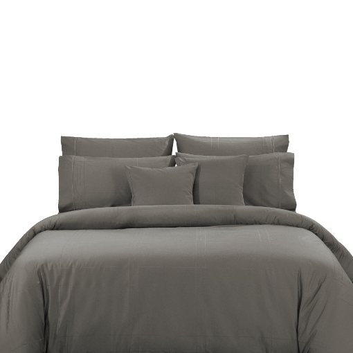 Picture of AKEMI Cotton Sateen Affinity Quilt Cover Set | 100% Cotton 1200TC - Shine - Midori Grey (Super Single/Queen/King)