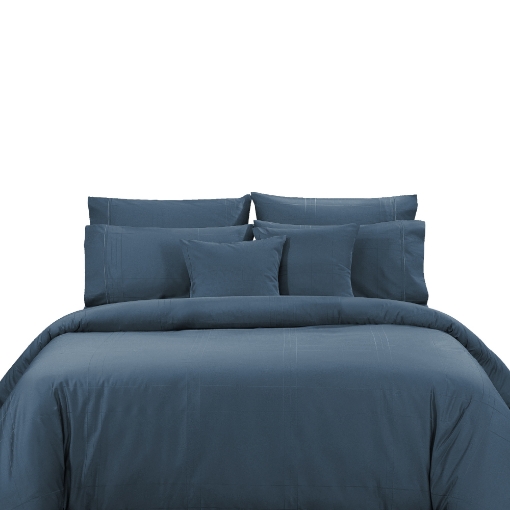 Picture of AKEMI Cotton Sateen Affinity Quilt Cover Set | 100% Cotton 1200TC - Shine - Calm Blue (Super Single/Queen/King)
