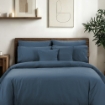 Picture of AKEMI Cotton Sateen Affinity Quilt Cover Set | 100% Cotton 1200TC - Shine - Calm Blue (Super Single/Queen/King)