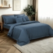 Picture of AKEMI Cotton Sateen Affinity Quilt Cover Set | 100% Cotton 1200TC - Shine - Calm Blue (Super Single/Queen/King)