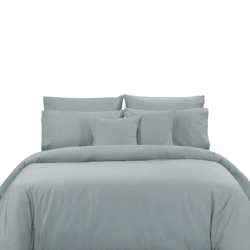 Picture of AKEMI Cotton Sateen Affinity Quilt Cover Set | 100% Cotton 1200TC - Shine - Pearl Blue (Super Single/Queen/King)