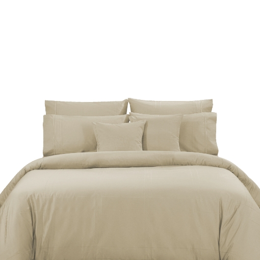 Picture of AKEMI Cotton Sateen Affinity Quilt Cover Set | 100% Cotton 1200TC - Shine - Fog Khaki (Super Single/Queen/King)