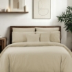 Picture of AKEMI Cotton Sateen Affinity Quilt Cover Set | 100% Cotton 1200TC - Shine - Fog Khaki (Super Single/Queen/King)