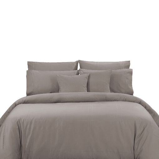 Picture of AKEMI Cotton Sateen Affinity Quilt Cover Set | 100% Cotton 1200TC - Shine - Warm Grey (Super Single/Queen/King)