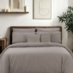 Picture of AKEMI Cotton Sateen Affinity Quilt Cover Set | 100% Cotton 1200TC - Shine - Warm Grey (Super Single/Queen/King)