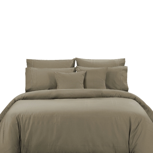 Picture of AKEMI Cotton Sateen Affinity Quilt Cover Set | 100% Cotton 1200TC - Shine - Desert Taupe (Super Single/Queen/King)