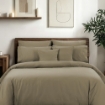 Picture of AKEMI Cotton Sateen Affinity Quilt Cover Set | 100% Cotton 1200TC - Shine - Desert Taupe (Super Single/Queen/King)