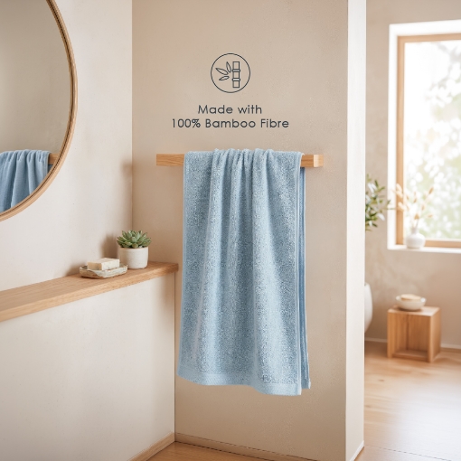 Picture of AKEMI 100% Bamboo Cotton bath towel | Anti Odour (70cm x 140cm)- Sterling Blue