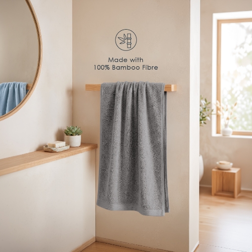 Picture of AKEMI 100% Bamboo Cotton Bath Towel | Anti Odour (70cm x 140cm)- Mercury Grey