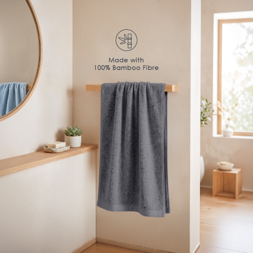 Picture of AKEMI 100% Bamboo Cotton bath towel | Anti Odour (70cm x 140cm)- Slate Grey